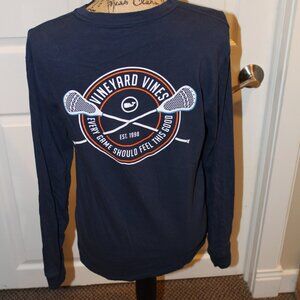 Vineyard Vines Long Sleeve Pocket T-Shirt - Lacrosse  - Blue -  XS
